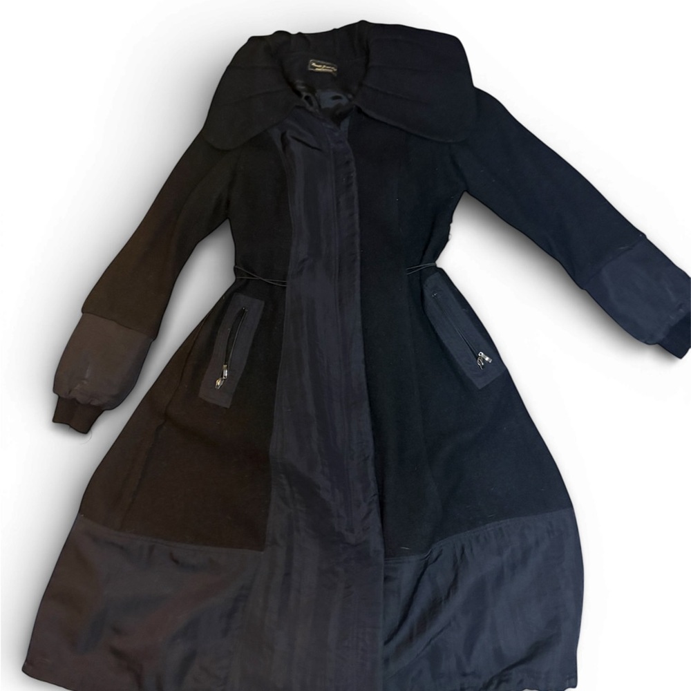 Femmes Je Vous Aime Wool Nylon Bungee Waist Avant Garde Jacket S/M